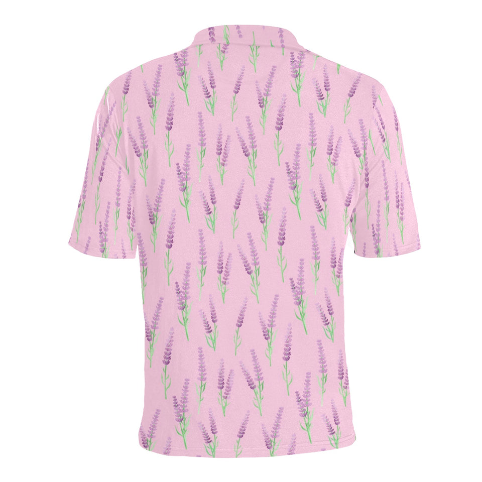 Lavender pattern pink background Men's All Over Print Polo Shirt