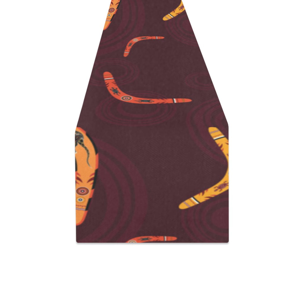 Boomerang Australian aboriginal ornament circle bl Table Runner