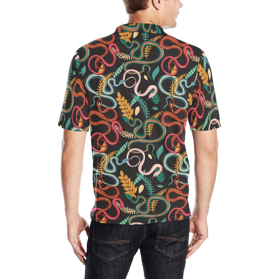 Colorful snake plant pattern Men's All Over Print Polo Shirt