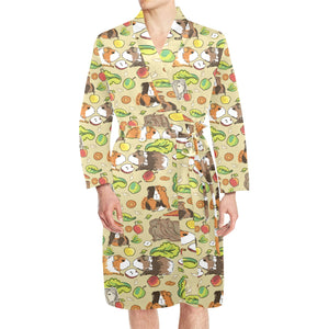 Guinea Pig Pattern Print Design 04 Men's Long Sleeve Belted Night Robe