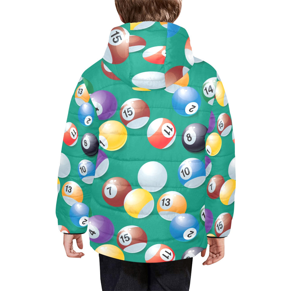 Billiard Ball Pattern Print Design 01 Kids' Boys' Girls' Padded Hooded Jacket