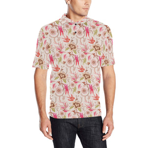 Swallow Pattern Print Design 01 Men's All Over Print Polo Shirt
