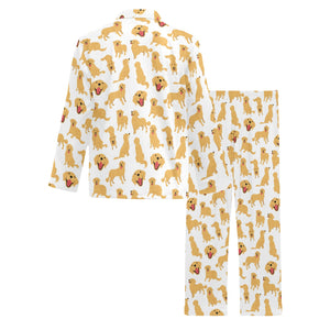 Golden Retriever Pattern Print Design 05 Men's Long Pajama Set
