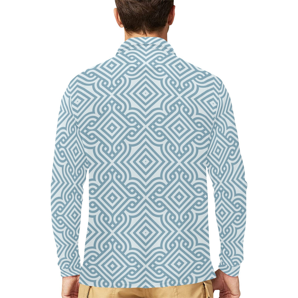 arabic pattern Men's Long Sleeve Polo Shirt