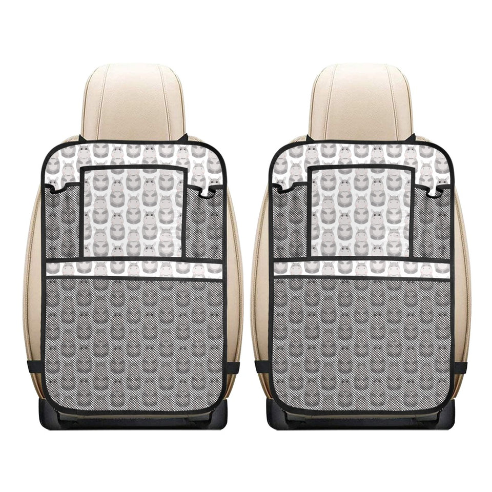 Hippopotamus Pattern Print Design 05 Car Seat Back Organizer