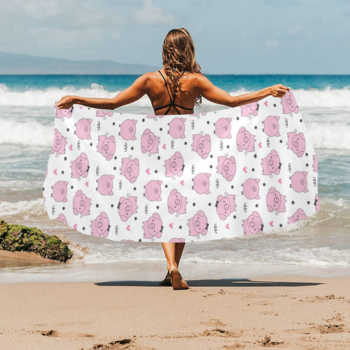Pig Pattern Print Design 03 Beach Towel