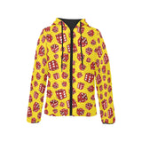 Dice Pattern Print Design 04 Women's Padded Hooded Jacket