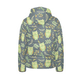 Cute owls leaves pattern Kids' Boys' Girls' Padded Hooded Jacket