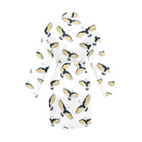 Eagle Pattern Print Design 03 Women's Long Sleeve Belted Night Robe