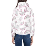 dragon fruit pattern Women's Padded Hooded Jacket