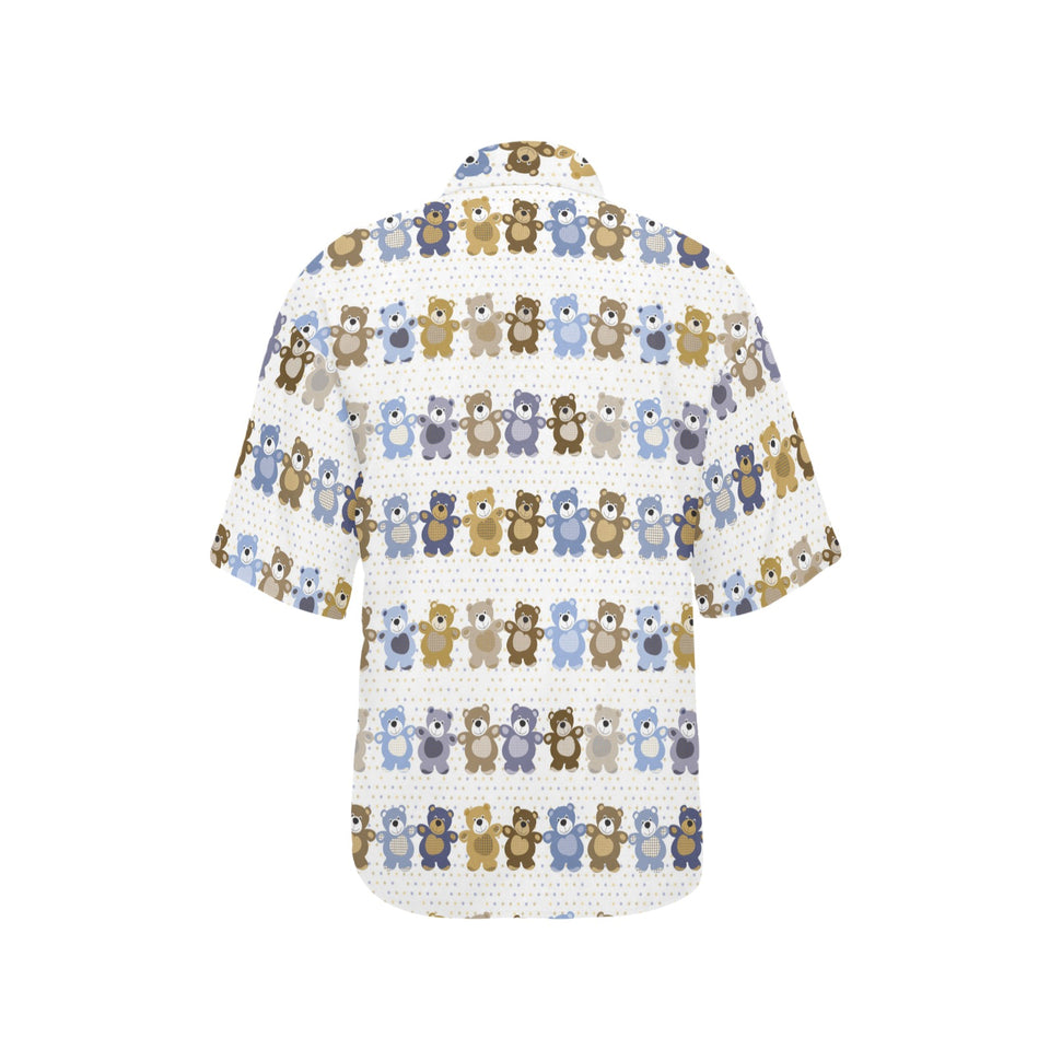Teddy Bear Pattern Print Design 02 Women's All Over Print Hawaiian Shirt