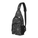 Spider web design pattern Black background white c All Over Print Chest Bag