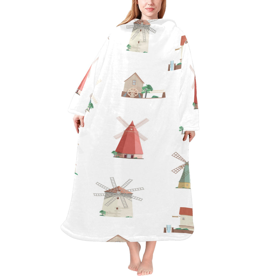 windmill design pattern Blanket Robe with Sleeves