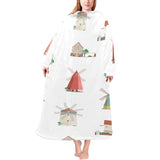 windmill design pattern Blanket Robe with Sleeves