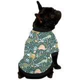dinosaurs tropical leaves flower pattern All Over Print Pet Dog Round Neck Fuzzy Shirt