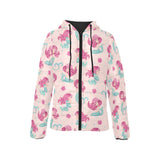 Cute little mermaid pattern Women's Padded Hooded Jacket