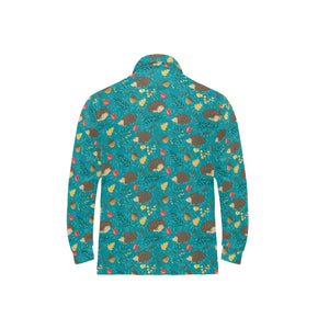 Hedgehog Pattern Print Design 01 Men's Long Sleeve Polo Shirt