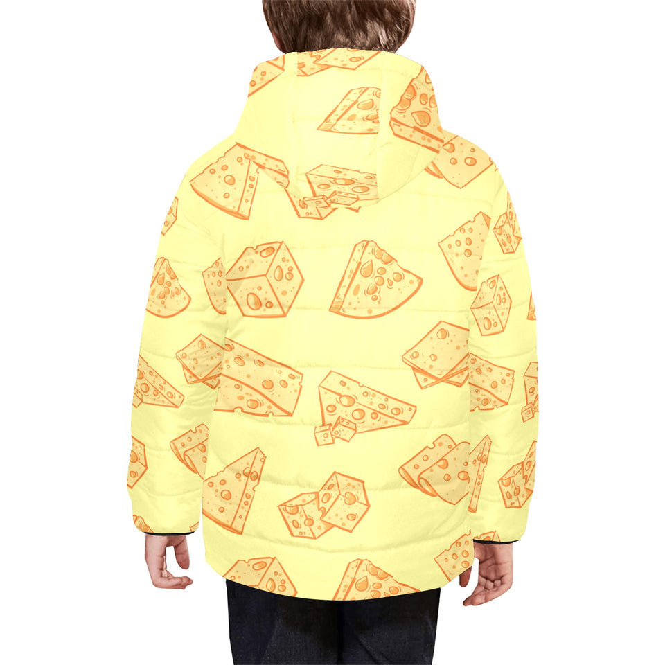 Cheese design pattern Kids' Boys' Girls' Padded Hooded Jacket