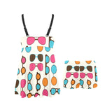 Sun Glasses Pattern Print Design 03 Chest Sexy Pleated Two Piece Swim Dress