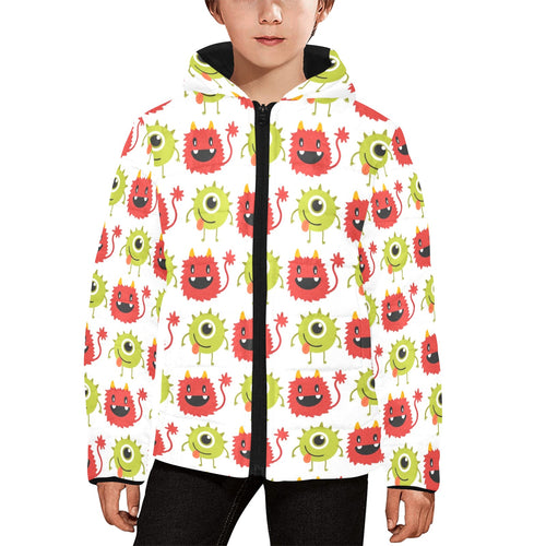Alien Pattern Print Design 05 Kids' Boys' Girls' Padded Hooded Jacket