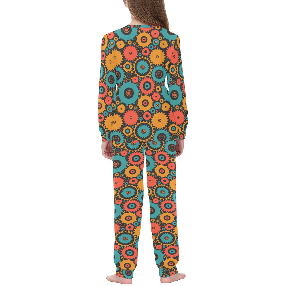 Gear Pattern Print Design 01 Kids' Boys' Girls' All Over Print Pajama Set