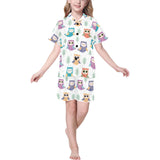 Cute owl pattern Kids' Boys' Girls' V-Neck Short Pajama Set