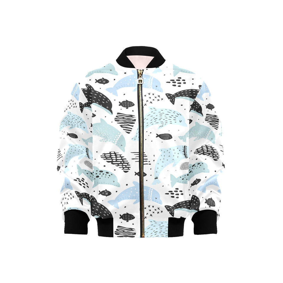 Cute dolphins Childish Style pattern Kids' Boys' Girls' Bomber Jacket