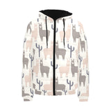 Llama Alpaca pattern Men's Padded Hooded Jacket