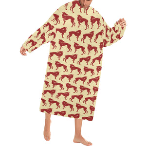 Greyhound Pattern Print Design 04 Blanket Robe with Sleeves