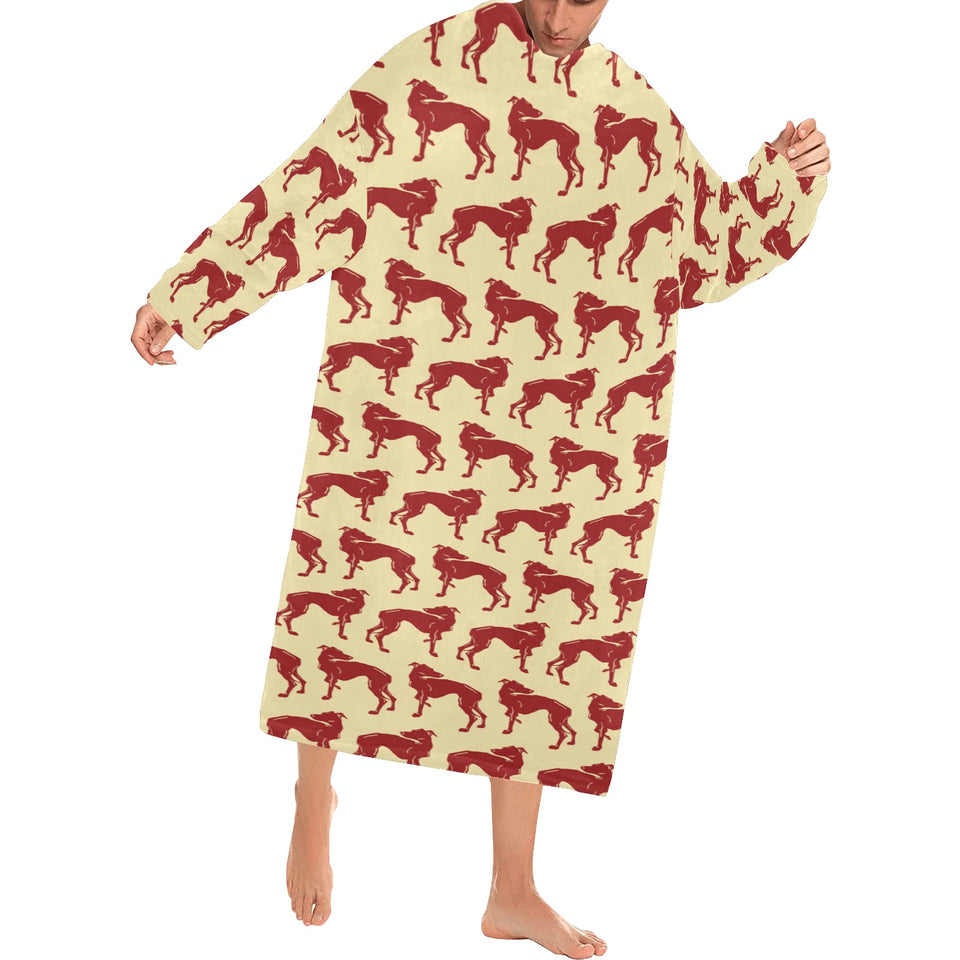 Greyhound Pattern Print Design 04 Blanket Robe with Sleeves