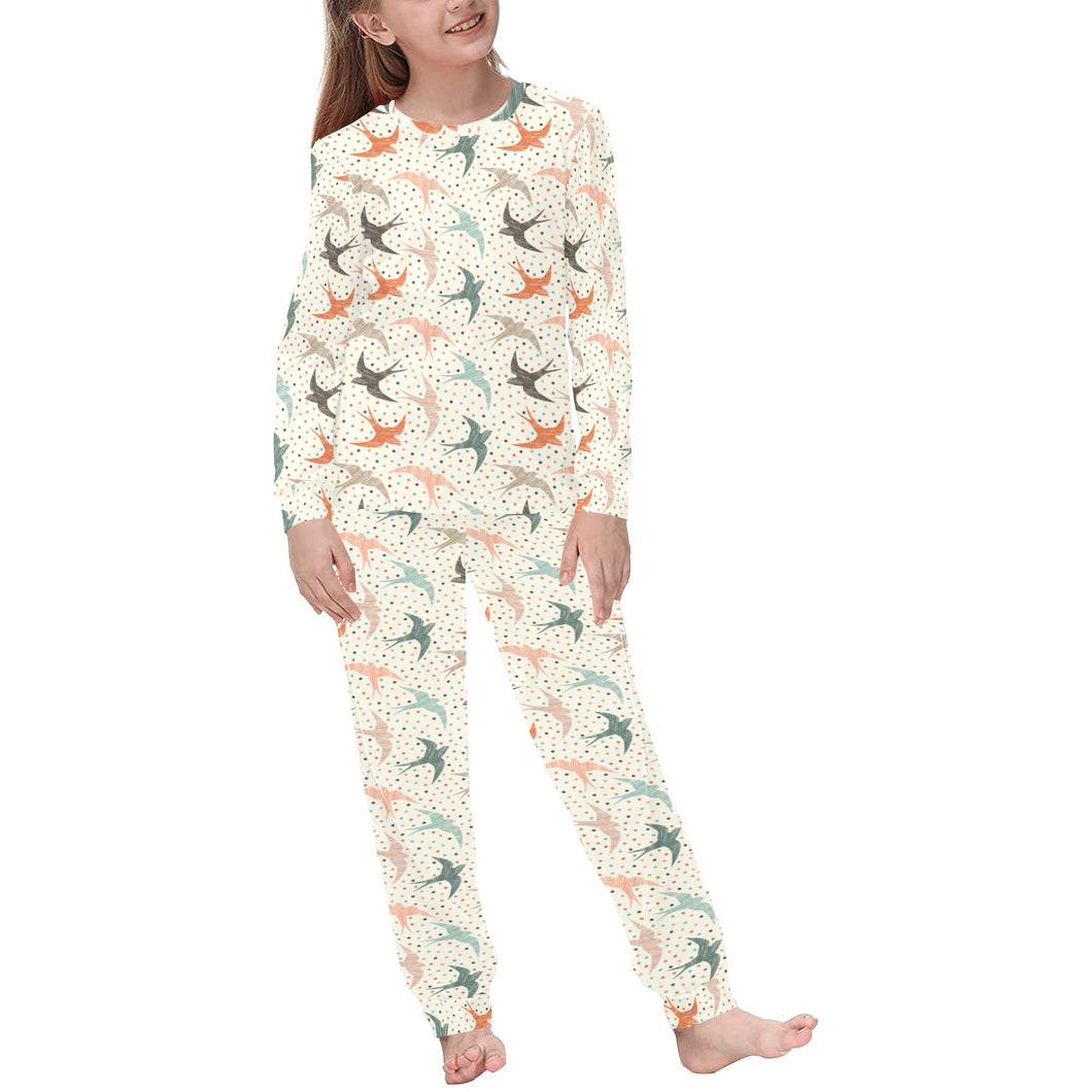 Swallow Pattern Print Design 02 Kids' Boys' Girls' All Over Print Pajama Set