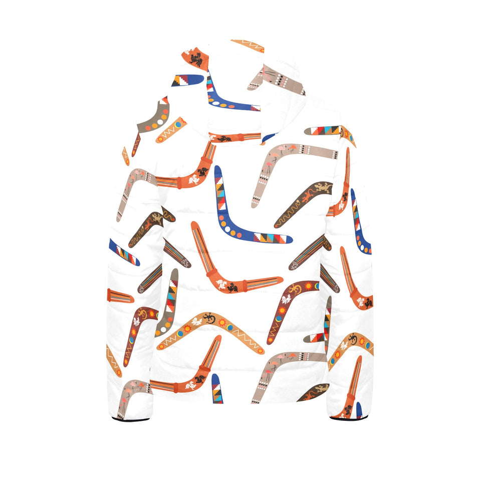 Boomerang Australian aboriginal ornament pattern Kids' Boys' Girls' Padded Hooded Jacket