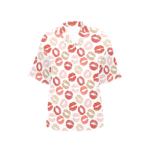 Lips Pattern Print Design 04 Women's All Over Print Hawaiian Shirt