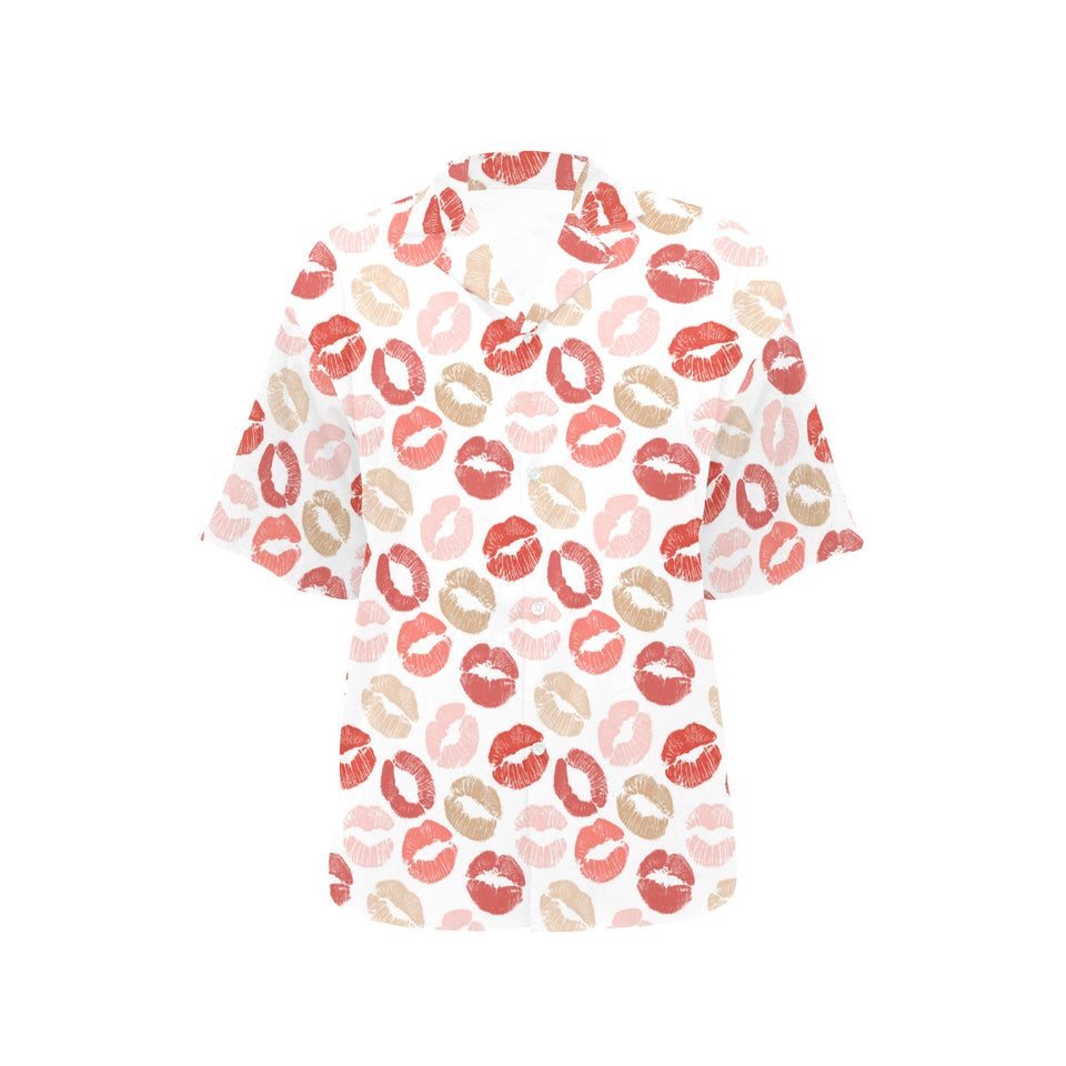 Lips Pattern Print Design 04 Women's All Over Print Hawaiian Shirt
