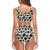 Cow skin pattern Chest Bowknot High Waisted Bikini Swimsuit