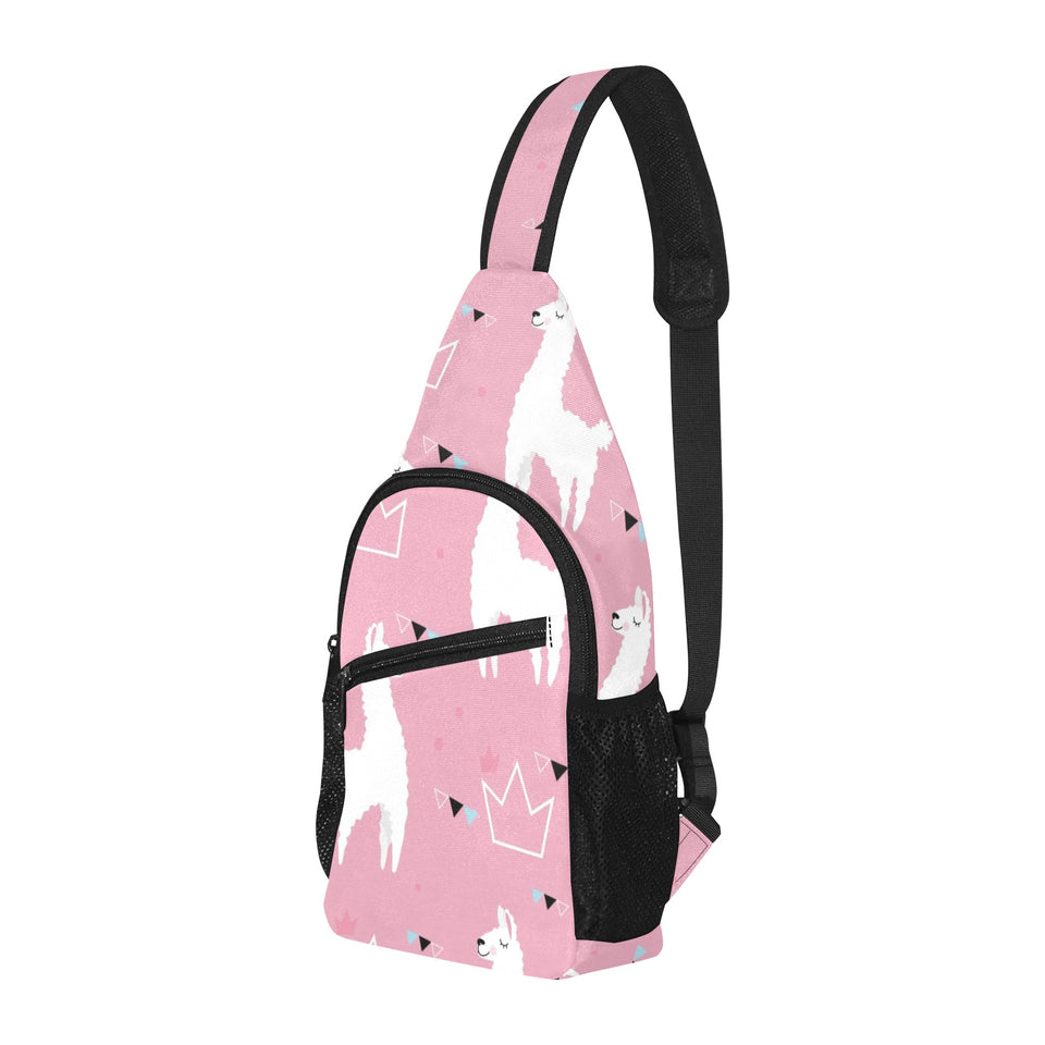 Llama Alpaca pink background All Over Print Chest Bag