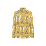 Camels ethnic motif pattern Women's Long Sleeve Polo Shirt