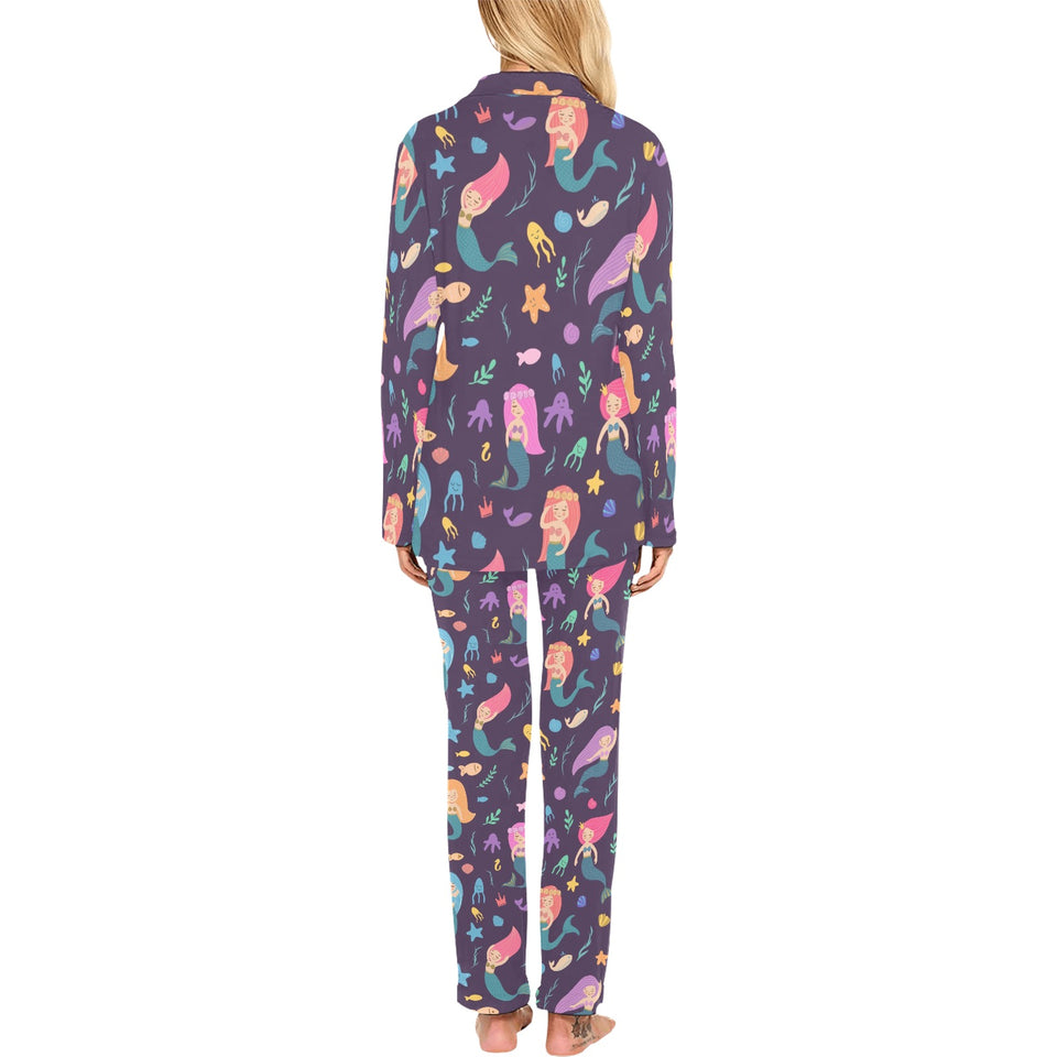 beautiful mermaid Fish jellyfish algae other marin Women's Long Pajama Set