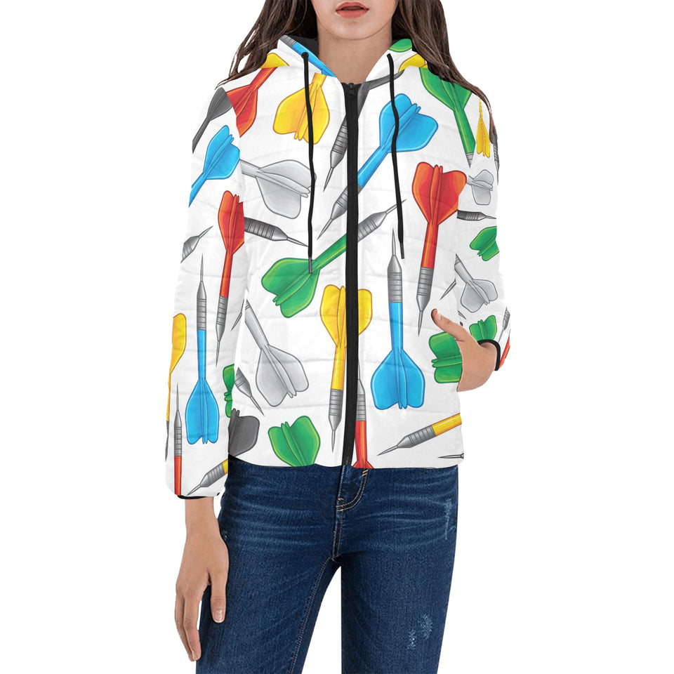 Darts Pattern Print Design 03 Women's Padded Hooded Jacket