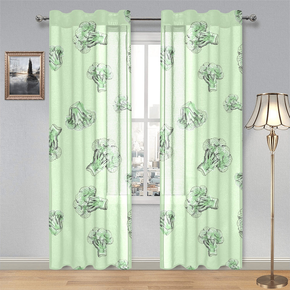 broccoli sketch pattern Gauze Curtain