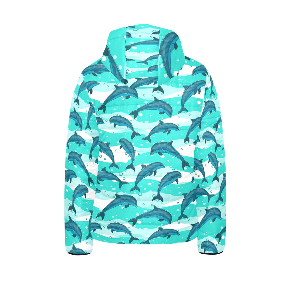 Dolphin sea pattern Kids' Boys' Girls' Padded Hooded Jacket