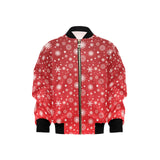 Snowflake pattern red background Kids' Boys' Girls' Bomber Jacket