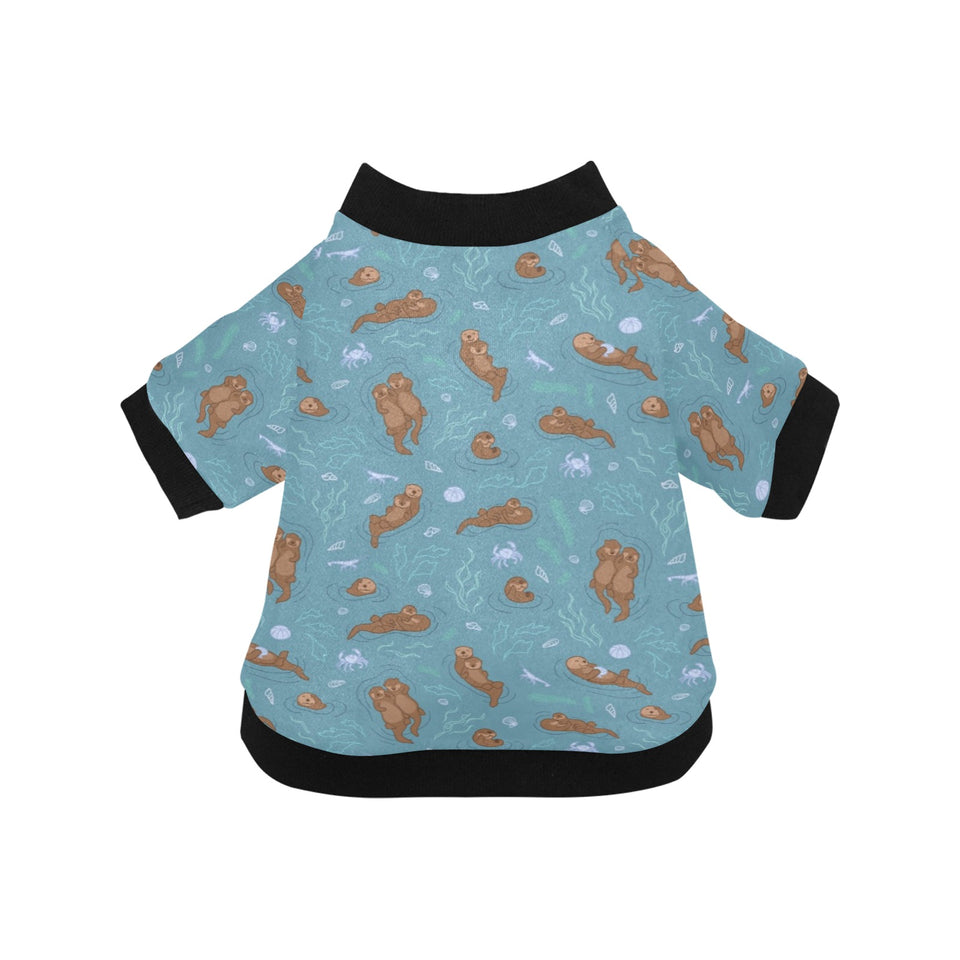 Sea otters pattern All Over Print Pet Dog Round Neck Fuzzy Shirt