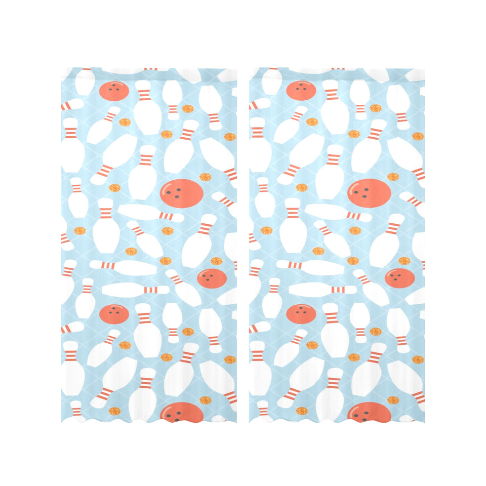Bowling ball bowling pins blue blackground Gauze Curtain