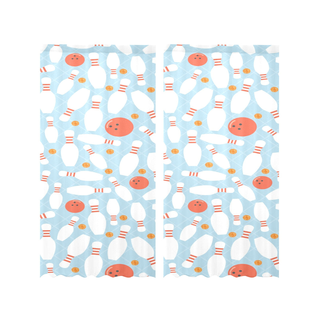Bowling ball bowling pins blue blackground Gauze Curtain