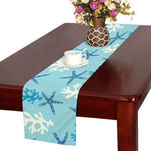 Blue starfish coral reef pattern Table Runner