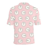 Clock pattern pink blackground Men's All Over Print Polo Shirt