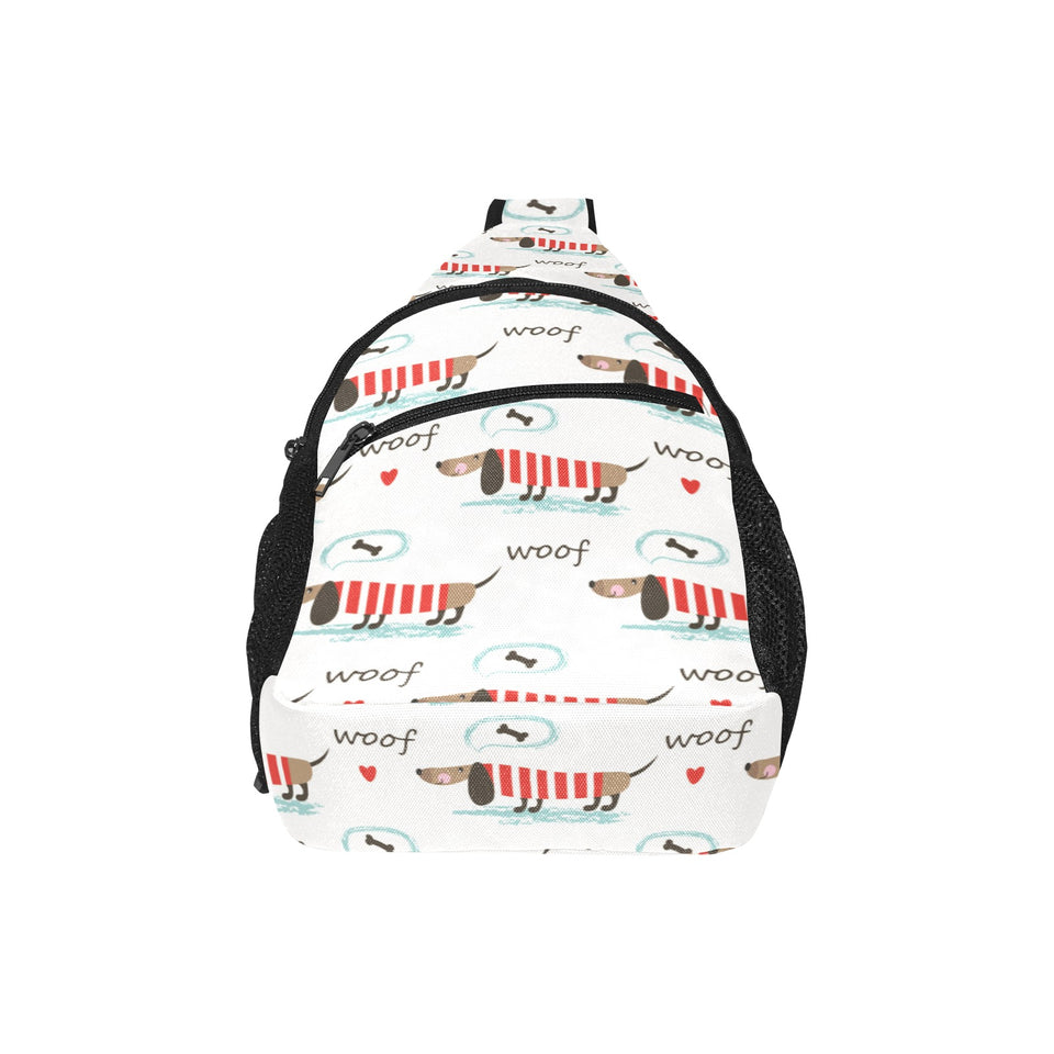 Cute dachshund bone pattern All Over Print Chest Bag