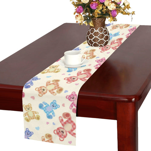 Teddy Bear Pattern Print Design 05 Table Runner