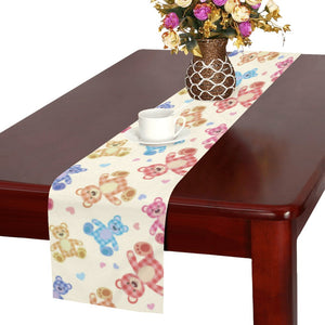 Teddy Bear Pattern Print Design 05 Table Runner